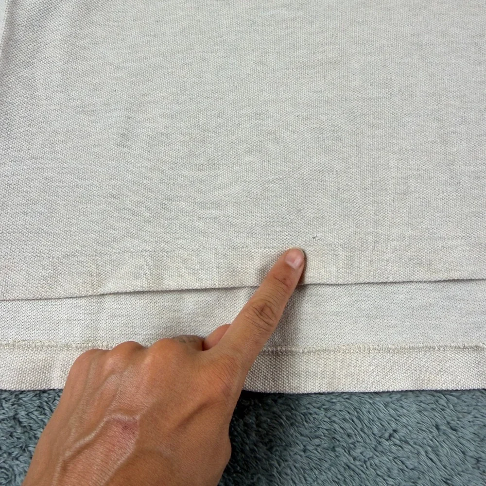 Polo Ralph Lauren Mens Large Cream Pique Short‎ Sleeve Pony Logo Polo Shirt